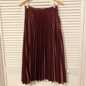 Catherine Malandrino Burgundy Pleated Midi Skirt
